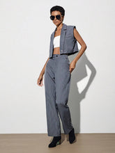 Striped Print Vest Jacket & Pants